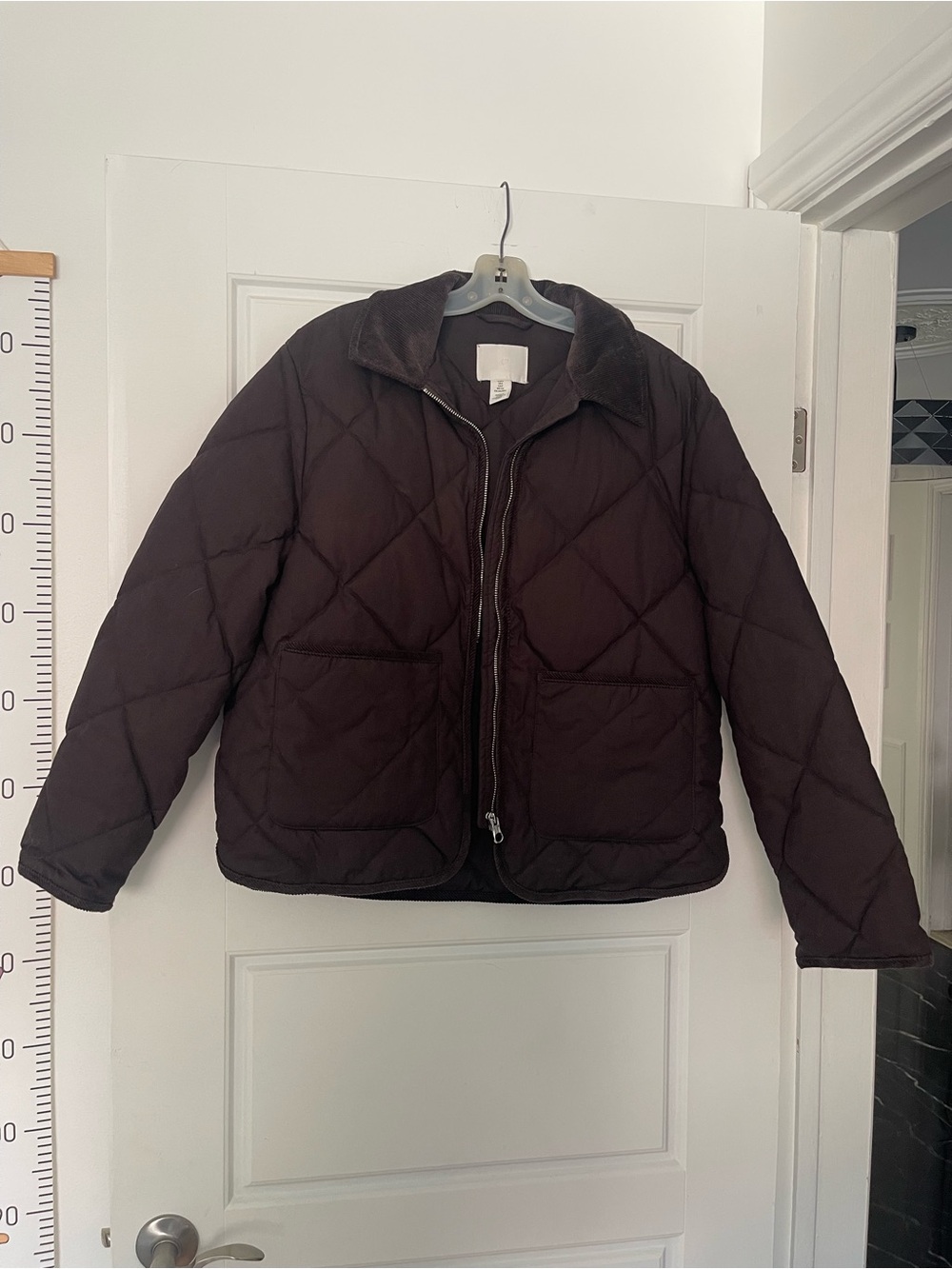 H&M Quilted Puffer Jacket in Dark Brown